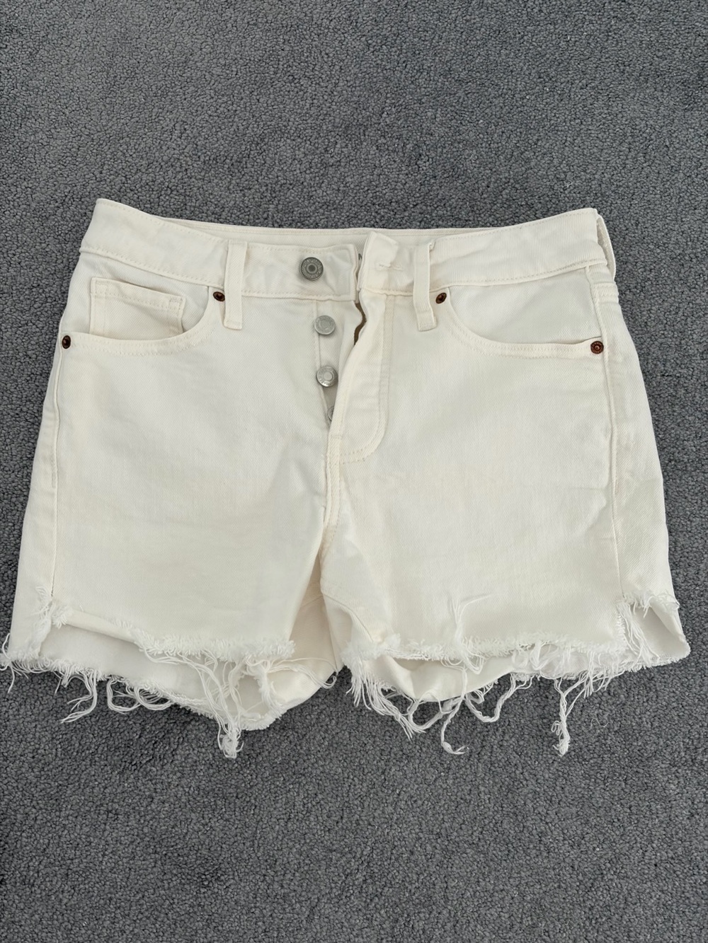 Old Navy Cream Distressed Denim Shorts